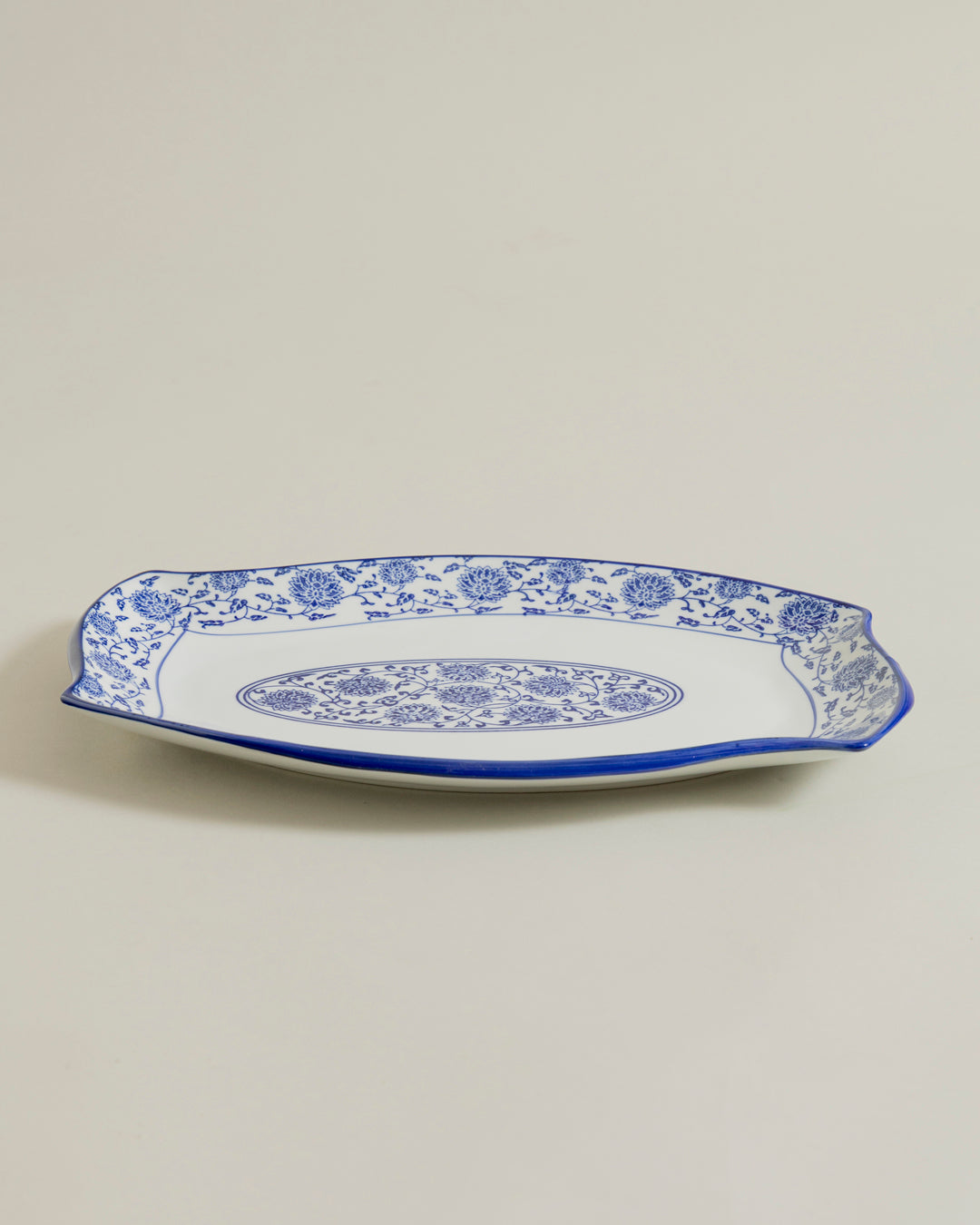 Royal Blue Floral Serving Platter
