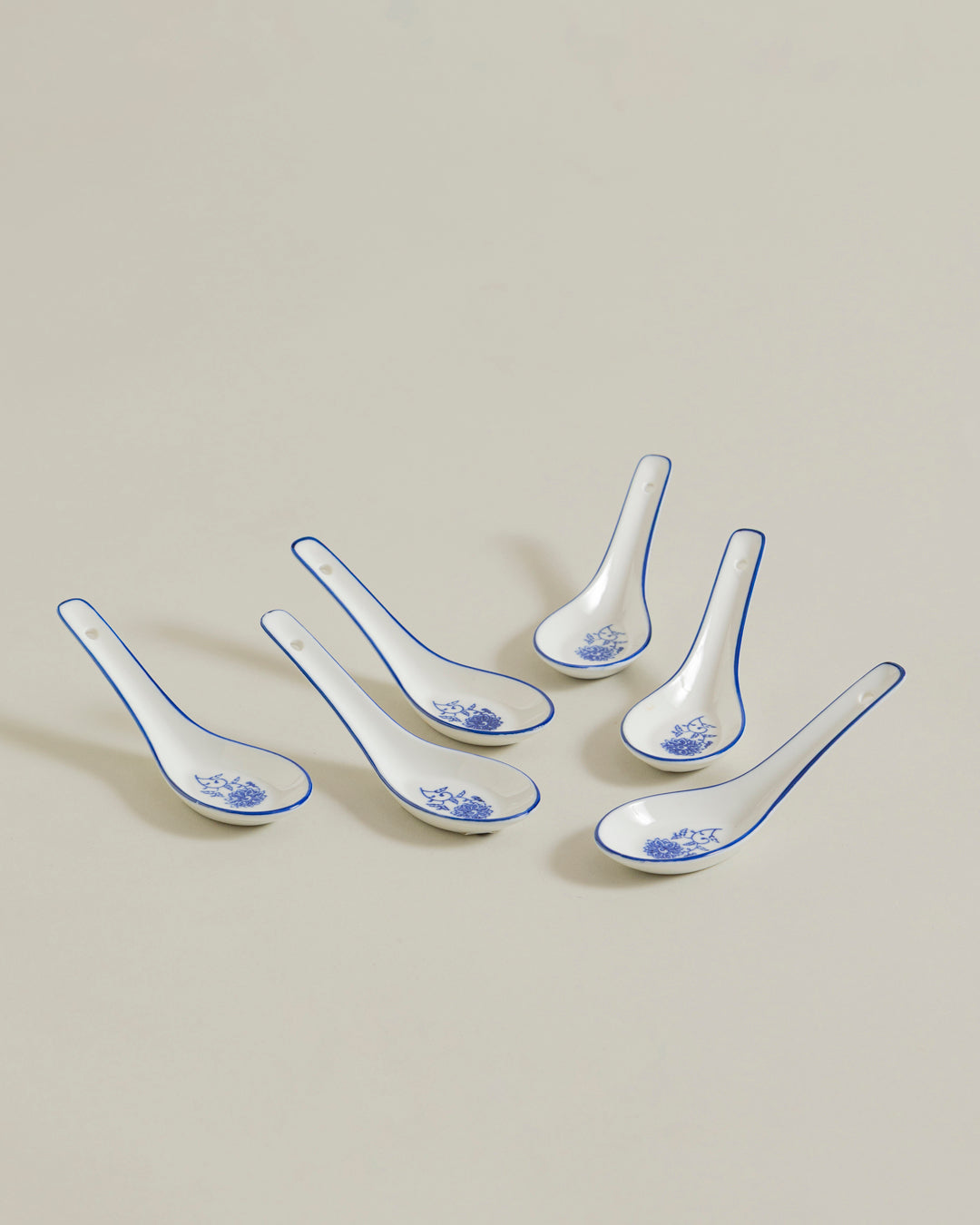Classic Blue Floral Ceramic Spoon - Set Of 6