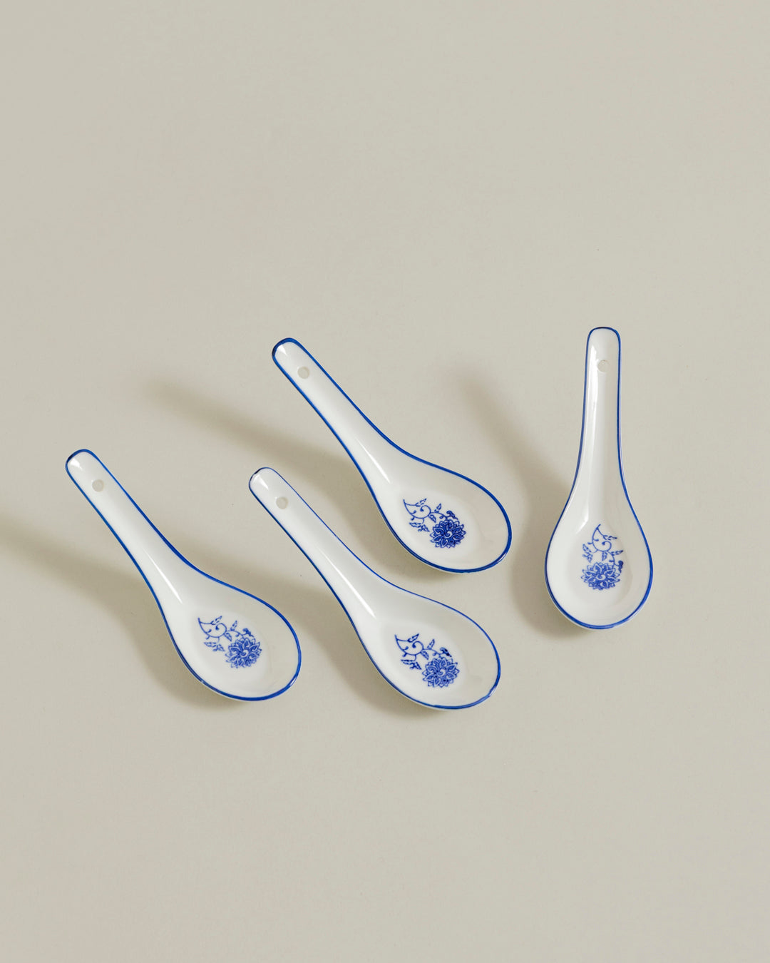 Classic Blue Floral Ceramic Spoon - Set Of 6