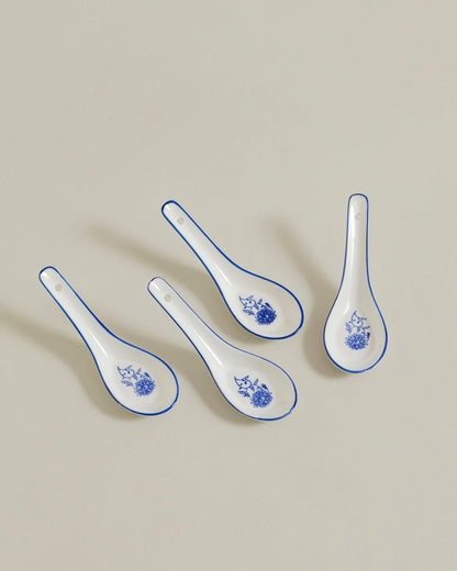 Classic Blue Floral Ceramic Spoon - Set Of 6