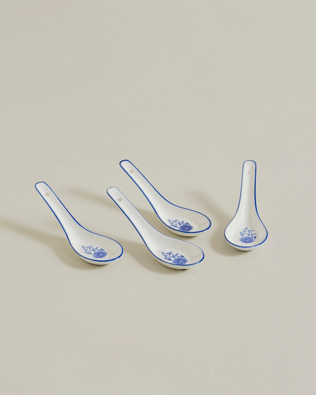 Classic Blue Floral Ceramic Spoon - Set Of 6