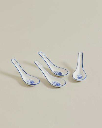 Classic Blue Floral Ceramic Spoon - Set Of 6
