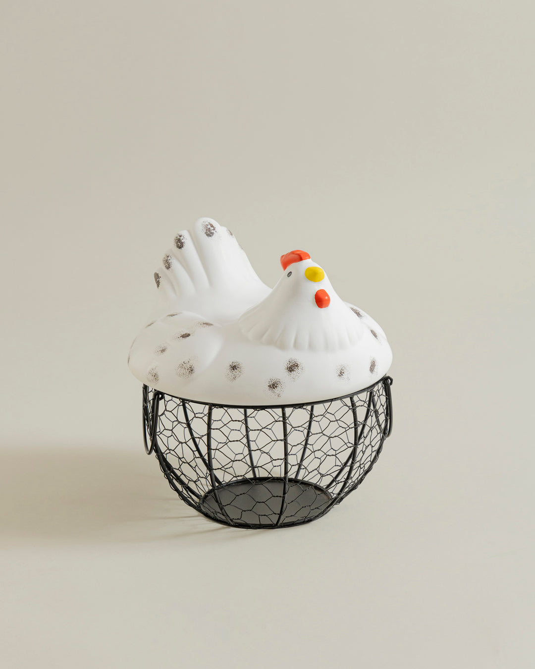 Rooster Egg Basket - White