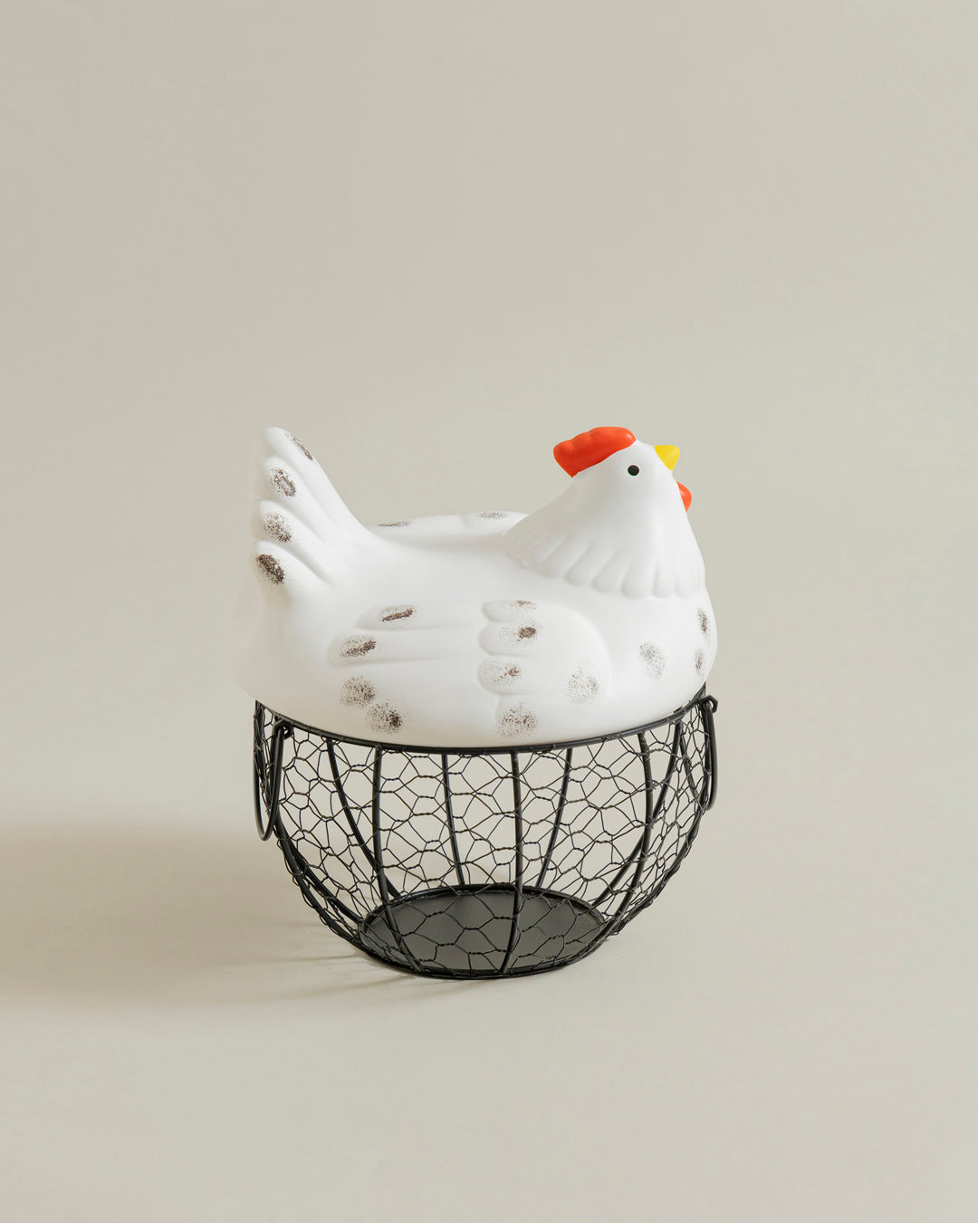 Rooster Egg Basket - White