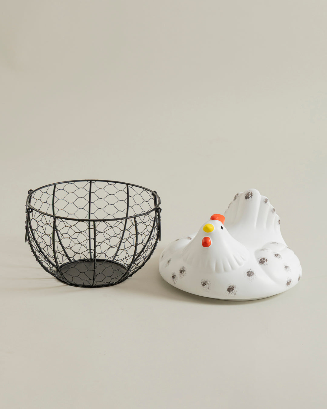 Rooster Egg Basket - White
