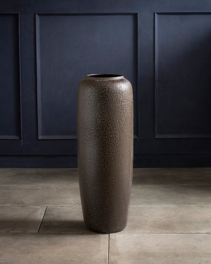 Charcoal Matte Textured Floor Vase - Set Of 2
