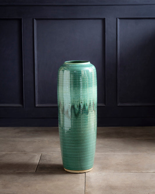 Deep Emerald Textured Floor Vase - Small