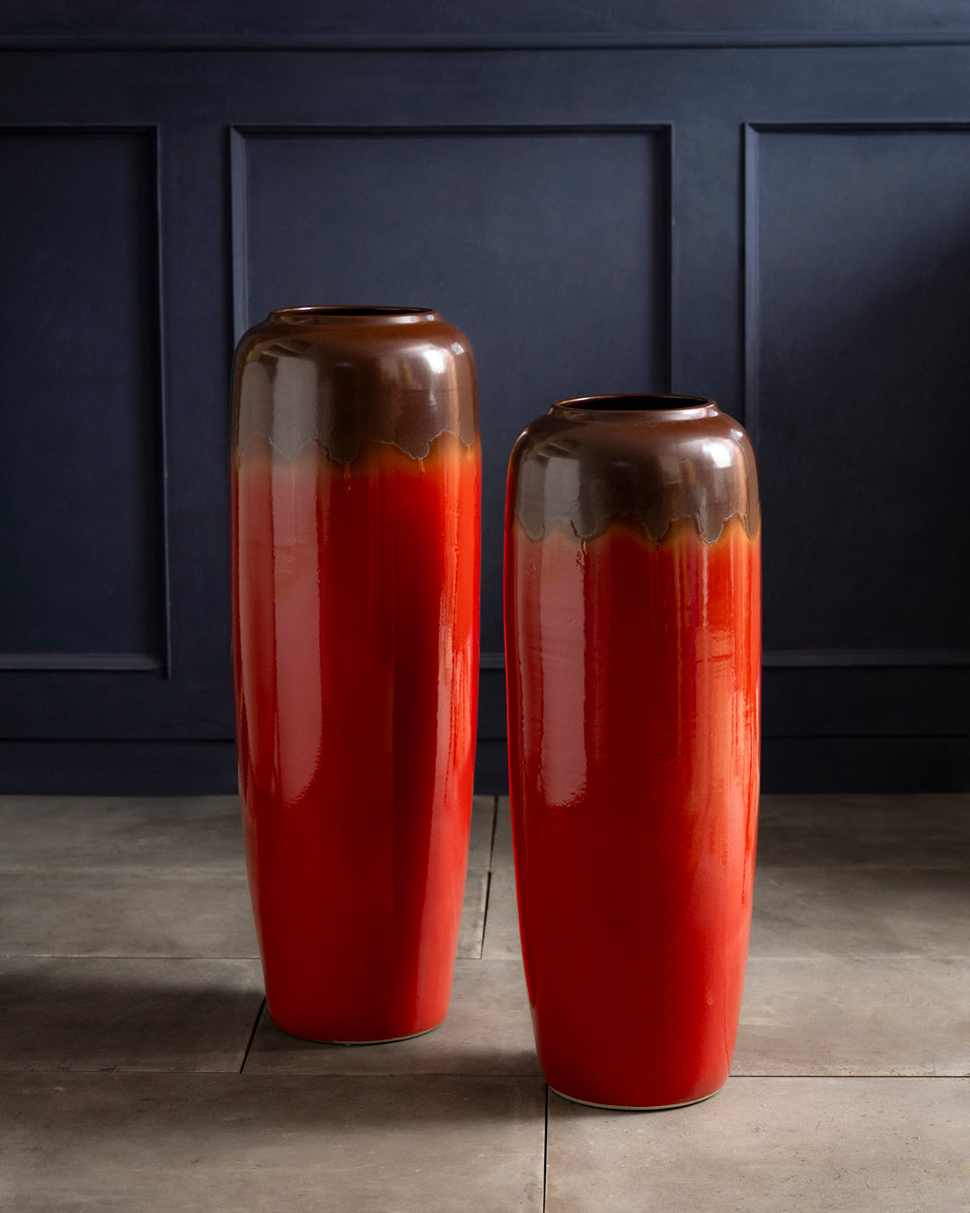 Crimson Ombre Floor Vase - Set Of 2