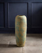 Antique Teal Textured Floor Vase - Small