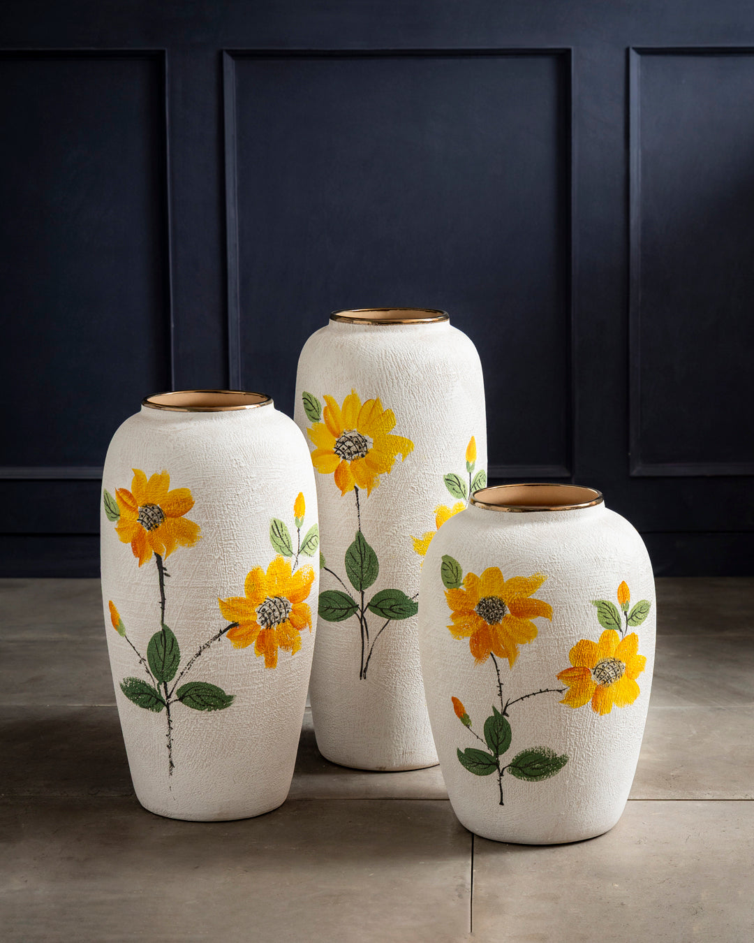 Hand Painted Sunflower Floor Vase - Large