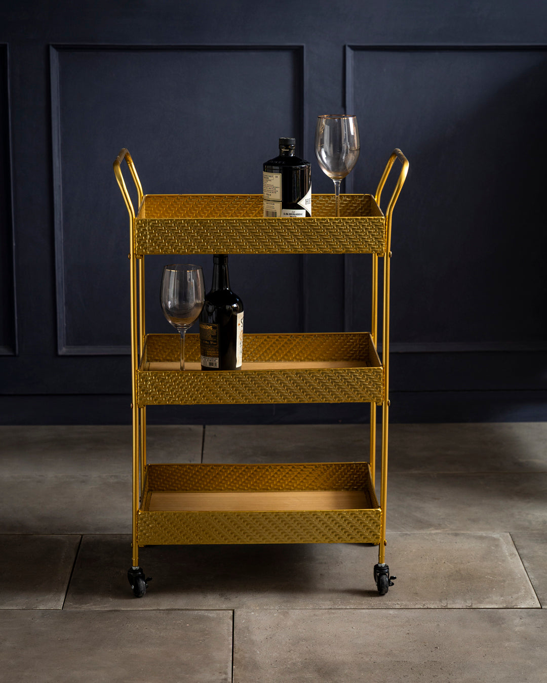 Auric Glide 3-Tier Serving Trolley Bar Cart