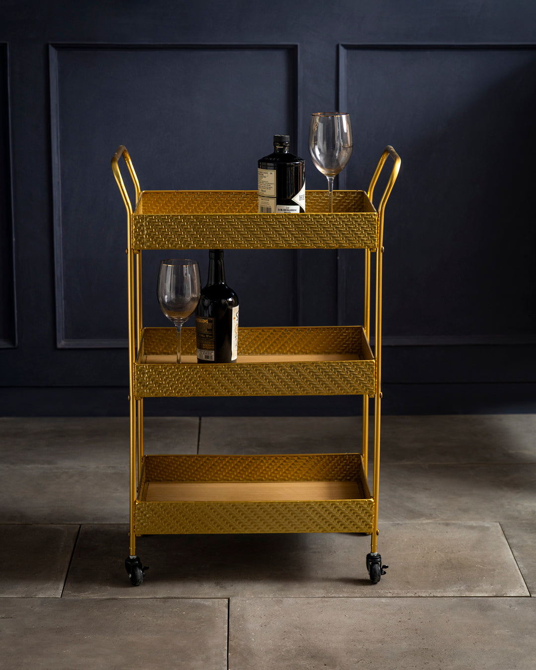 Auric Glide 3-Tier Serving Trolley Bar Cart