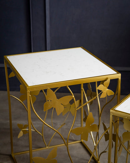 Golden Bloom Accent Side Table - Large