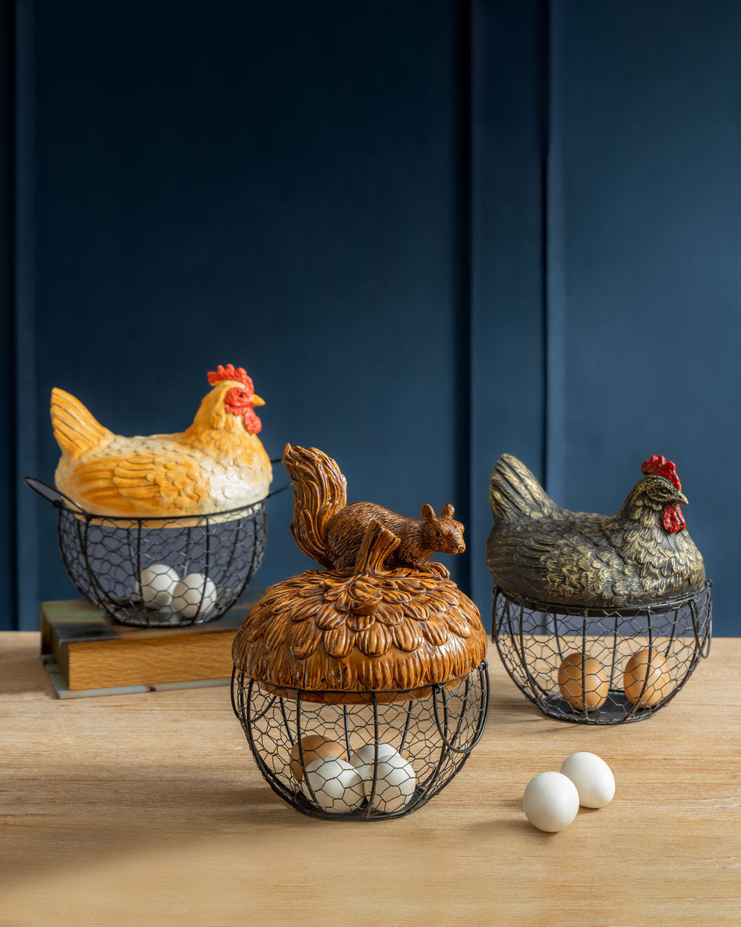 Rooster Egg Basket - White