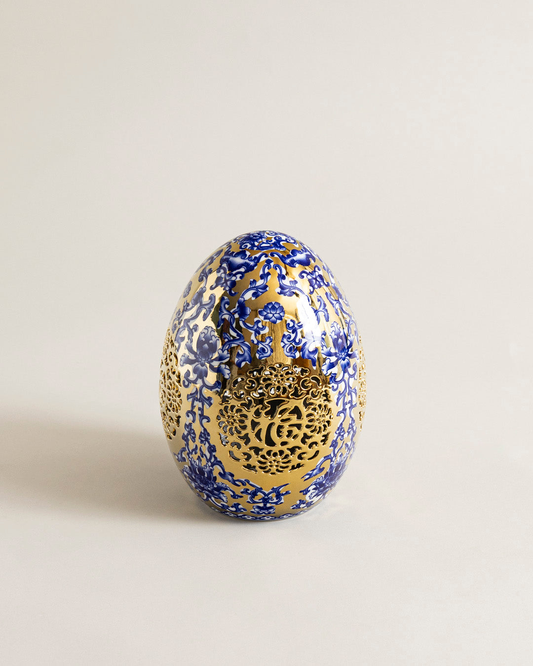 Royal Blue Filigree Decorative Accent Egg