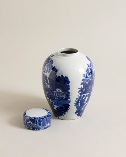 Classic Blue Landscape Decorative Jar