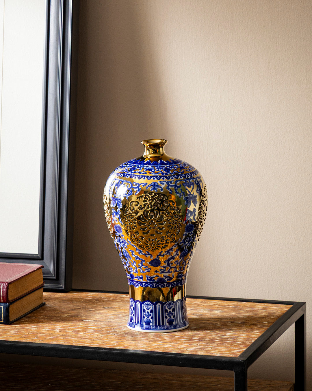 Royal Blue Filigree Decorative Vase