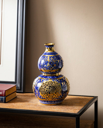 Royal Blue Filigree Double Gourd Vase