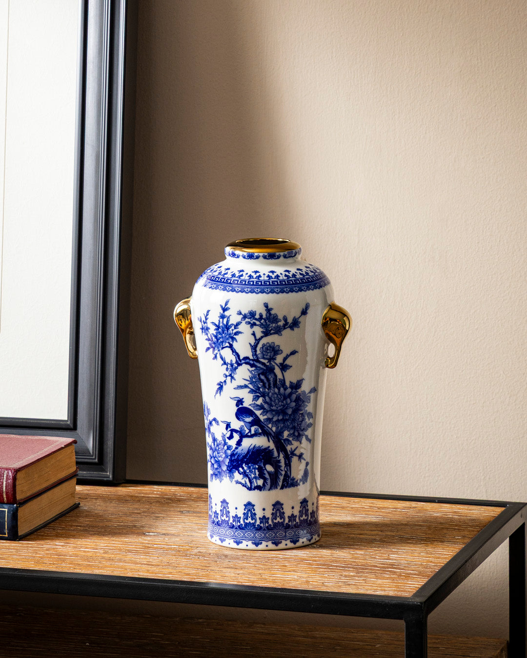 Blue Bird Blossom Ceramic Vase