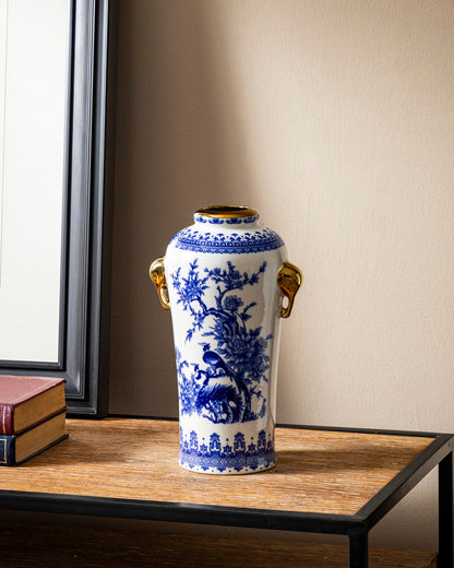 Blue Bird Blossom Ceramic Vase