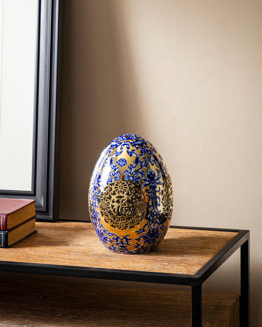 Royal Blue Filigree Decorative Accent Egg