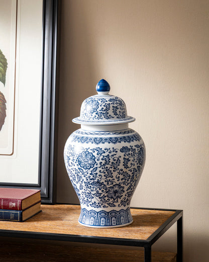 Classic Floral Motif Temple Jar