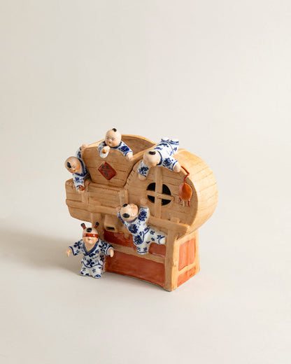Playful Monk Treasure House Figurine