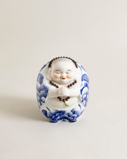 Joyful Monk Prayer Beads Figurine - Small