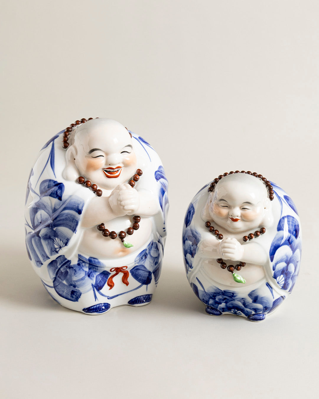 Joyful Monk Prayer Beads Figurine - Small