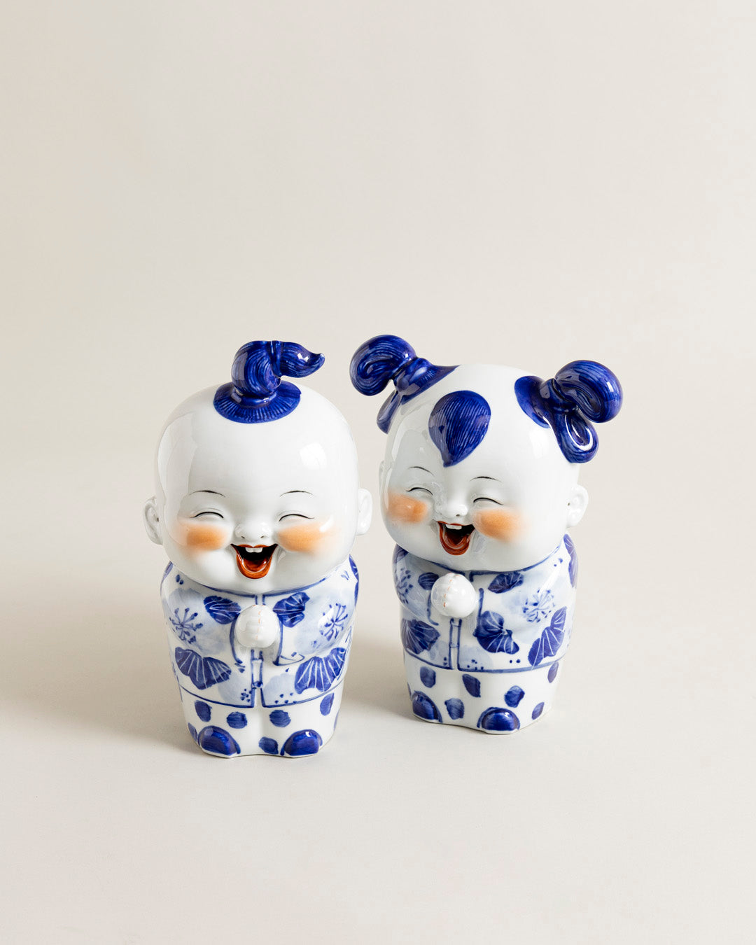 Cheerful Monk Greeting Figurines - Set Of 2