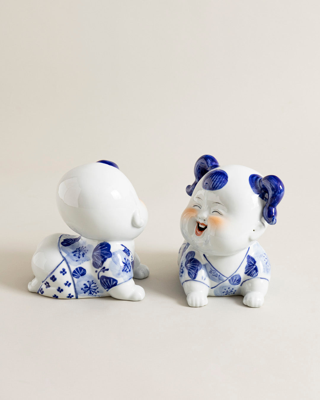 Playful Twin Monk Figurines - Set Of 2