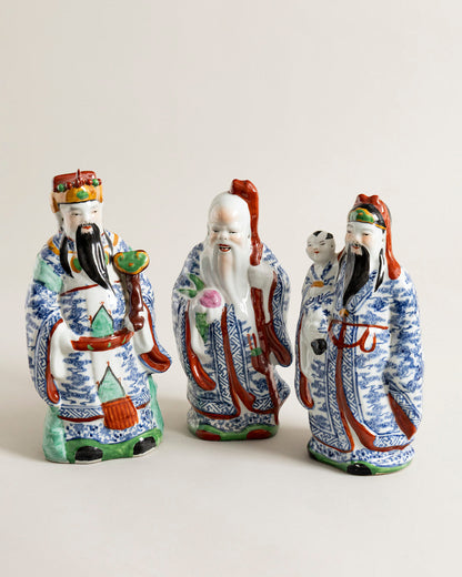 'The Three Star Gods' Porcelain Sculptures - Set Of 3