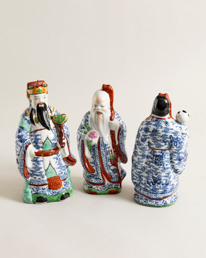 'The Three Star Gods' Porcelain Sculptures - Set Of 3