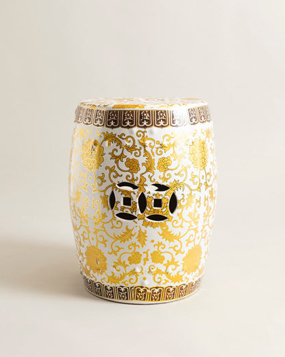 Royal Gold Floral Garden Stool