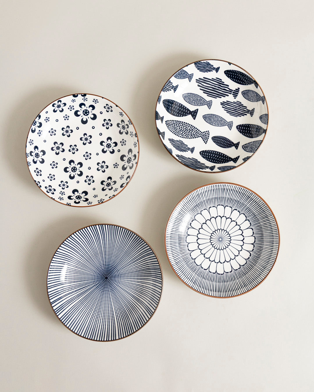 Ocean Bloom Pasta Bowl - Set Of 4