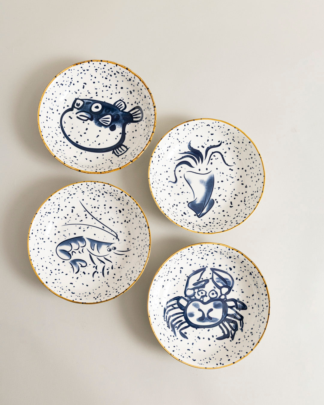 Ocean Sketch Pasta Bowl - Set Of 4