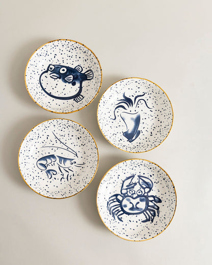 Ocean Sketch Pasta Bowl - Set Of 4