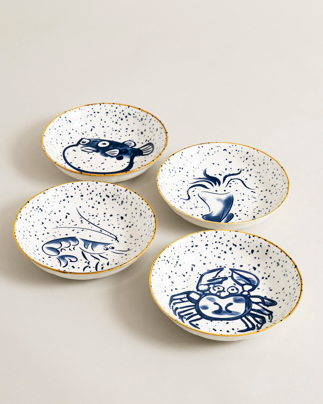 Ocean Sketch Pasta Bowl - Set Of 4