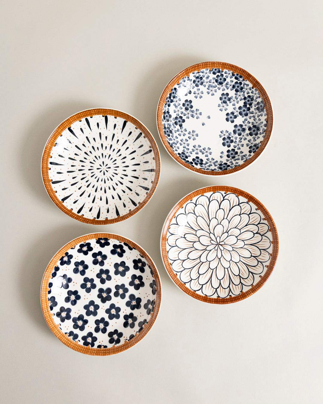 Floral Mosaic Pasta Bowl - Set Of 4
