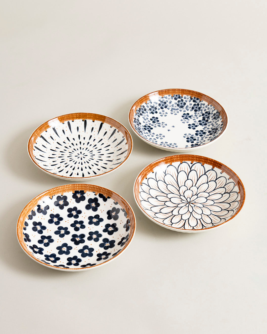 Floral Mosaic Pasta Bowl - Set Of 4
