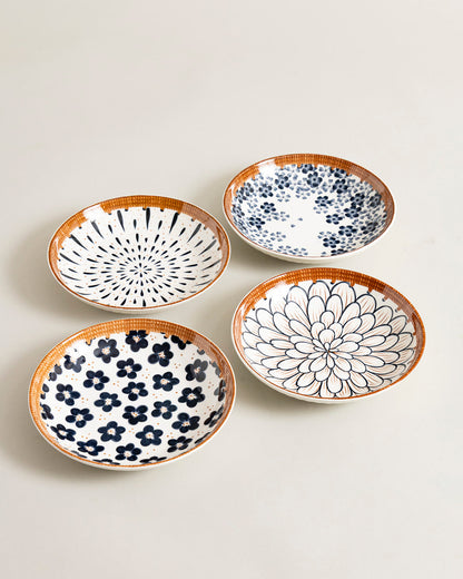 Floral Mosaic Pasta Bowl - Set Of 4