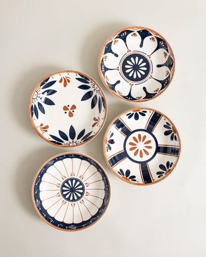 Rustic Bloom Pasta Bowl - Set Of 4