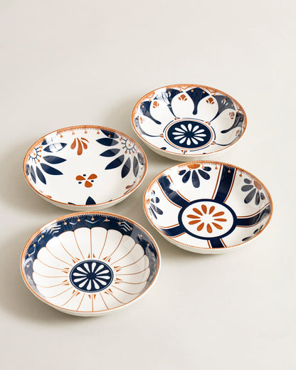 Rustic Bloom Pasta Bowl - Set Of 4