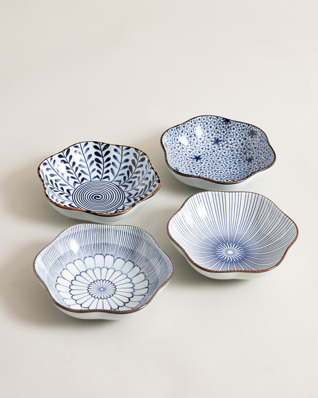 Indigo Wave Edge Bowl - Set Of 4