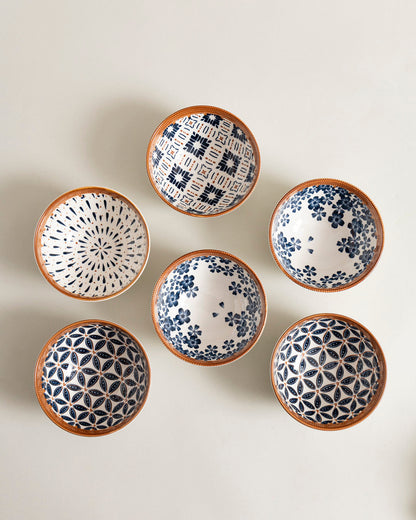 Indigo Pattern Katori - Set Of 6