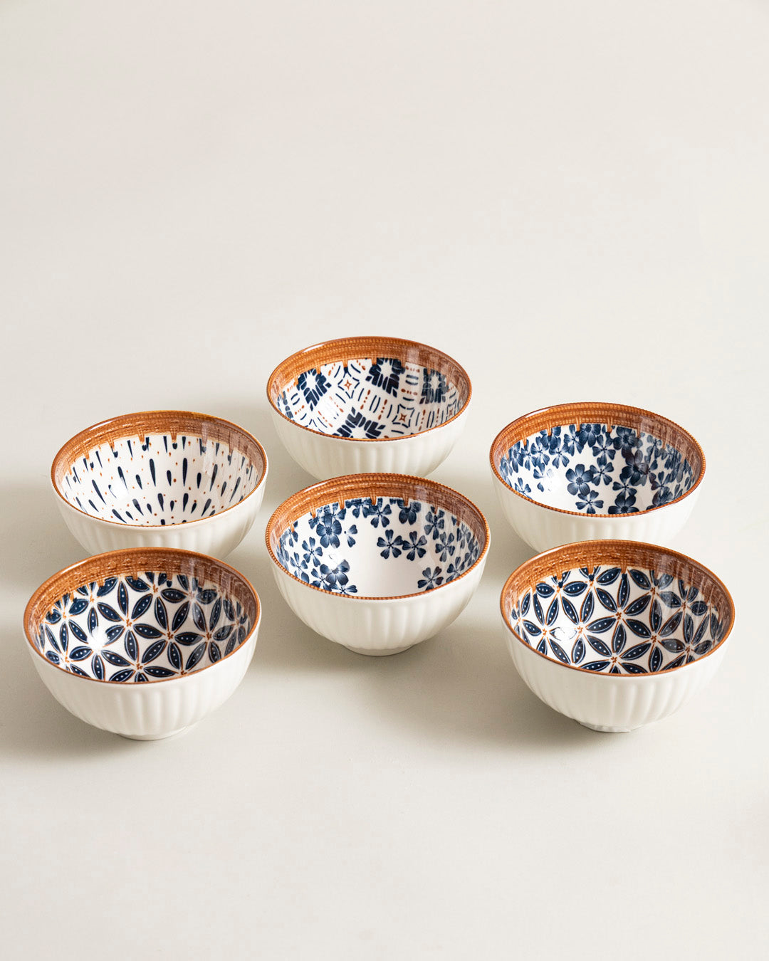 Indigo Pattern Katori - Set Of 6