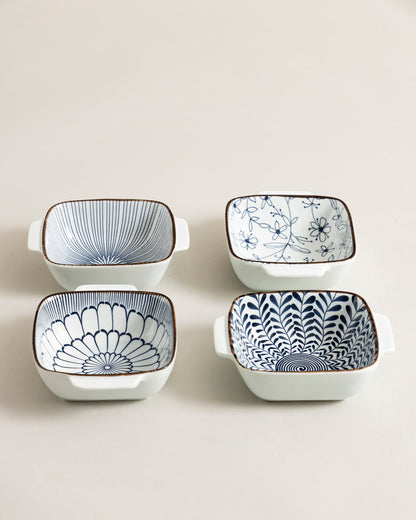 Indigo Square Serving Bowls - Set Of 4