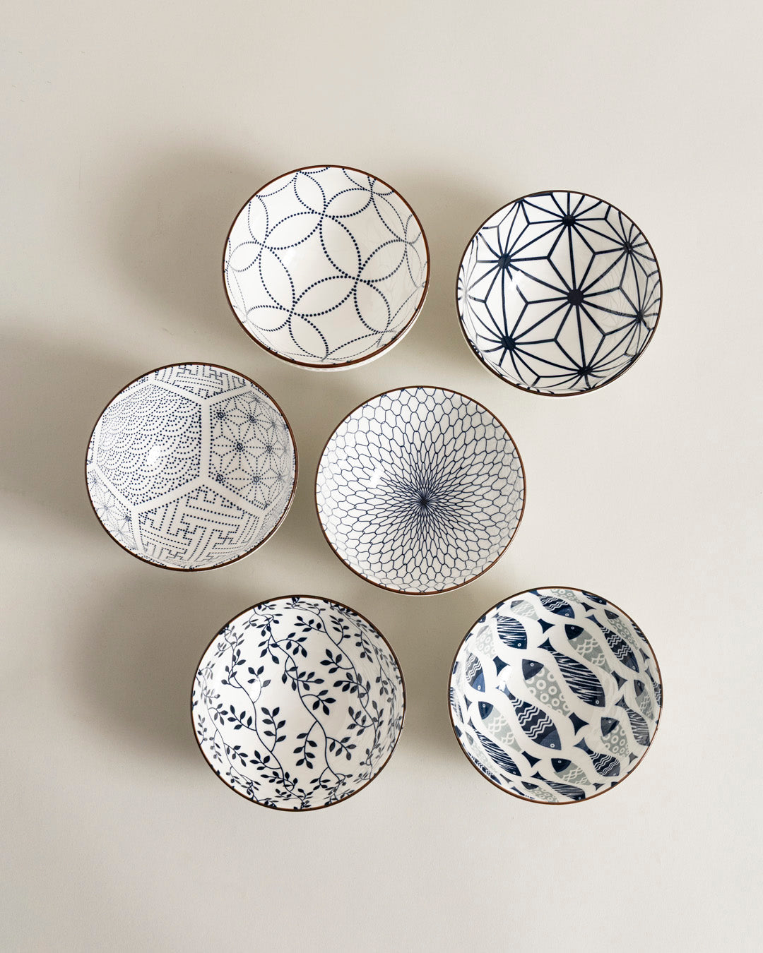 Modern Line Art Katori - Set Of 6