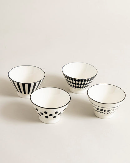 Mono Pattern Bowl - Set Of 4