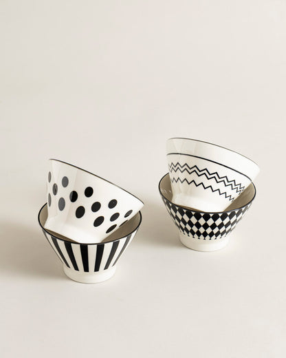 Mono Pattern Bowl - Set Of 4